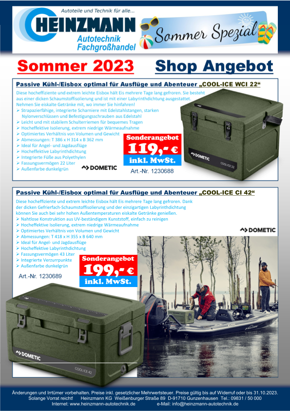 Sommer 2023 Shop Angebot +++ DOMETIC - Passive Kühl-/Eisbox optimal für Ausflüge und Abenteuer +++ „COOL-ICE WCI 22“ +++ „COOL-ICE CI 42“
